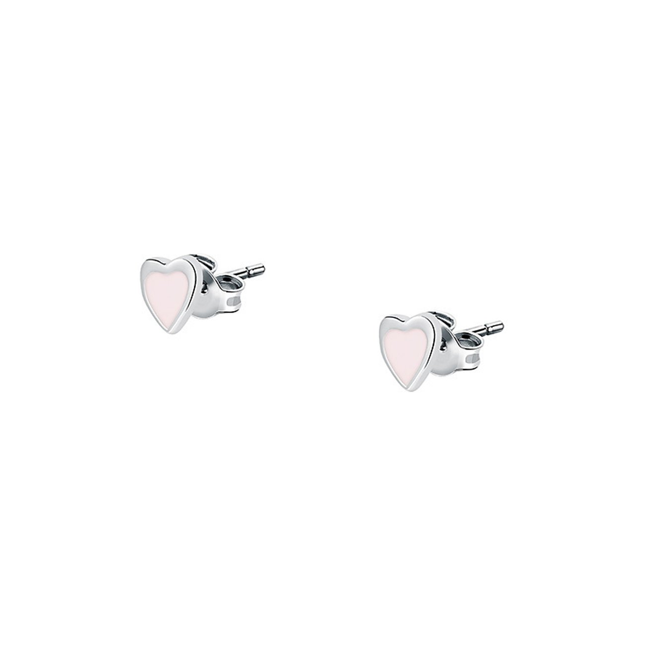 Orecchini a lobo FAVS in argento 925 a forma di cuore con pietra rosa.