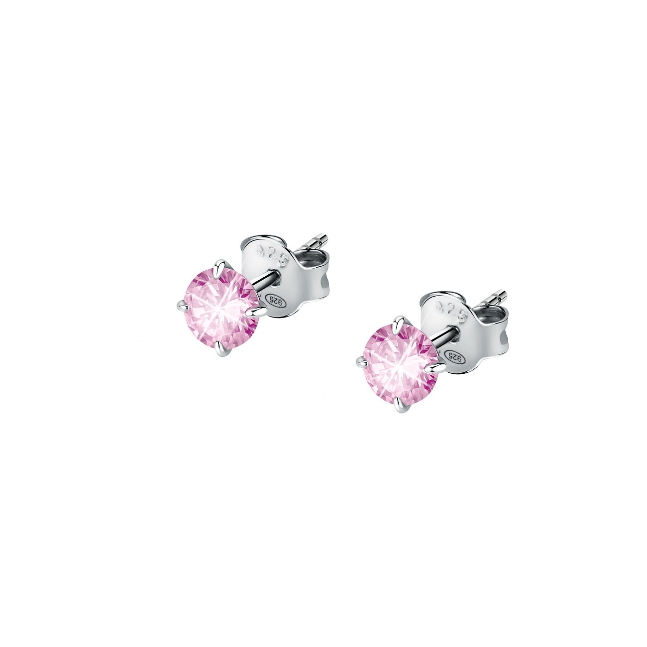 Orecchini a lobo FAVS in argento 925 con zircone rosa.