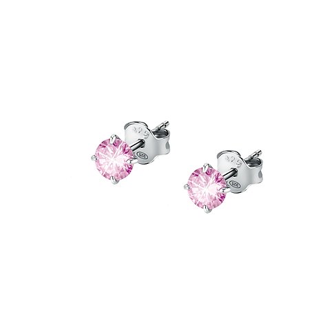 Clous d'oreilles FAVS en argent 925 avec zircone rose.