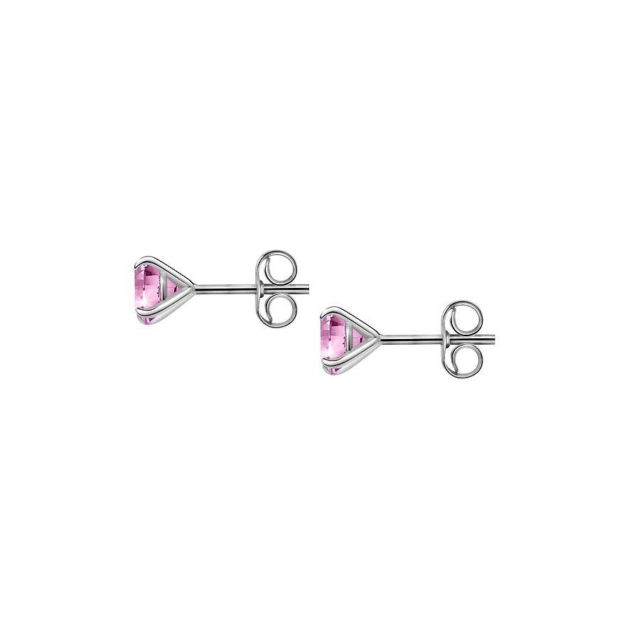 Orecchini a lobo FAVS in argento 925 con zircone rosa.