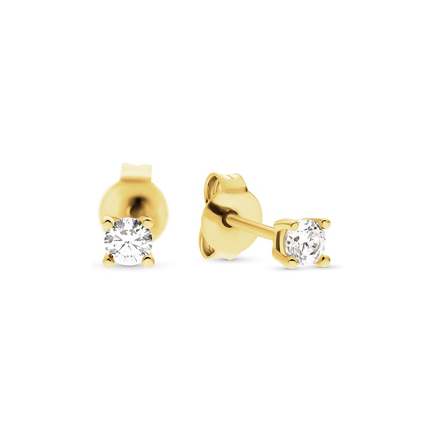 FAVS Ohrstecker, Zirkonia, Damen, 925er Silber, gelbgold