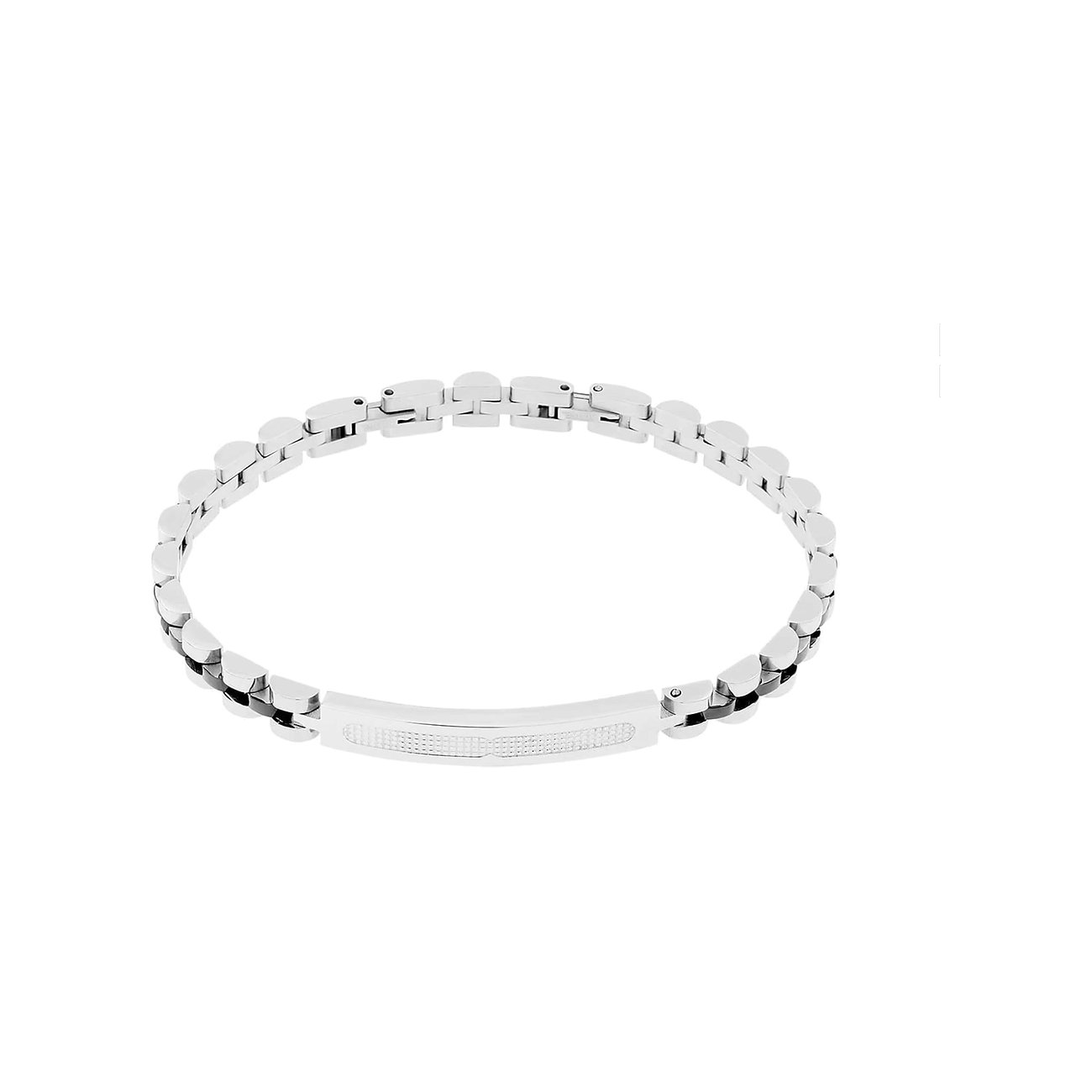 FAVS Armband aus Edelstahl mit gravierbarem Schild und Gliederarmband.