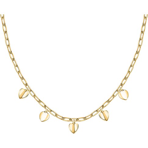 Collier FAVS en acier inoxydable avec pendentifs en forme de cœur.