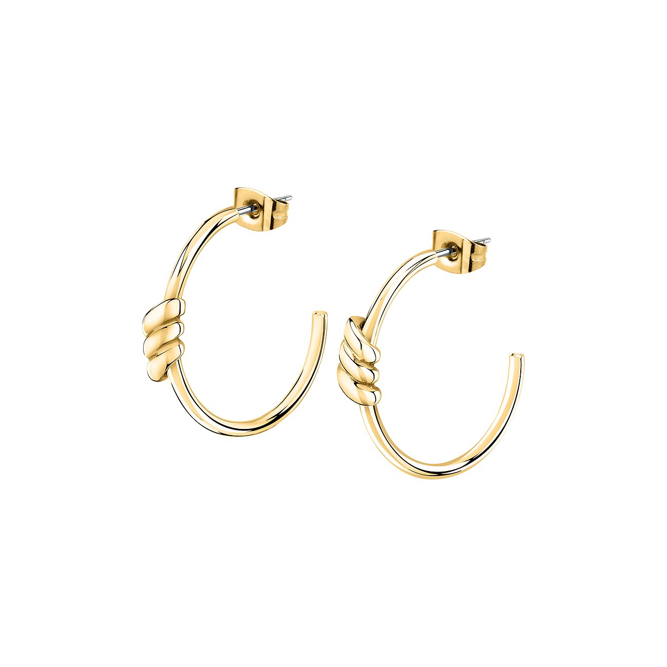 FAVS Ohrringe aus Edelstahl mit verdrehtem Design, goldfarben.