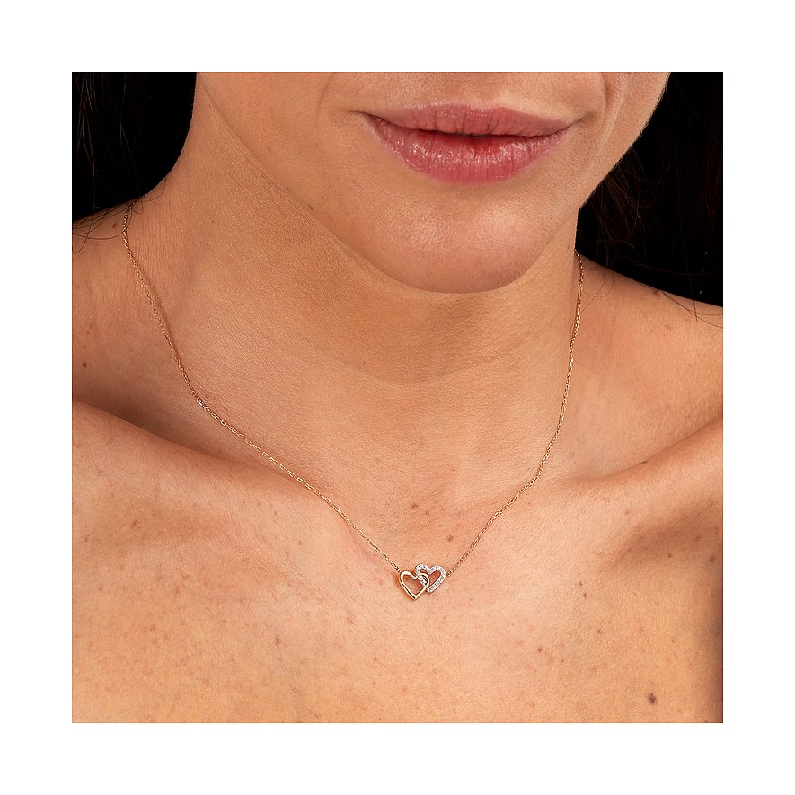 FAVS halskæde af 375 gult guld og 375 hvidguld med zirkonia.