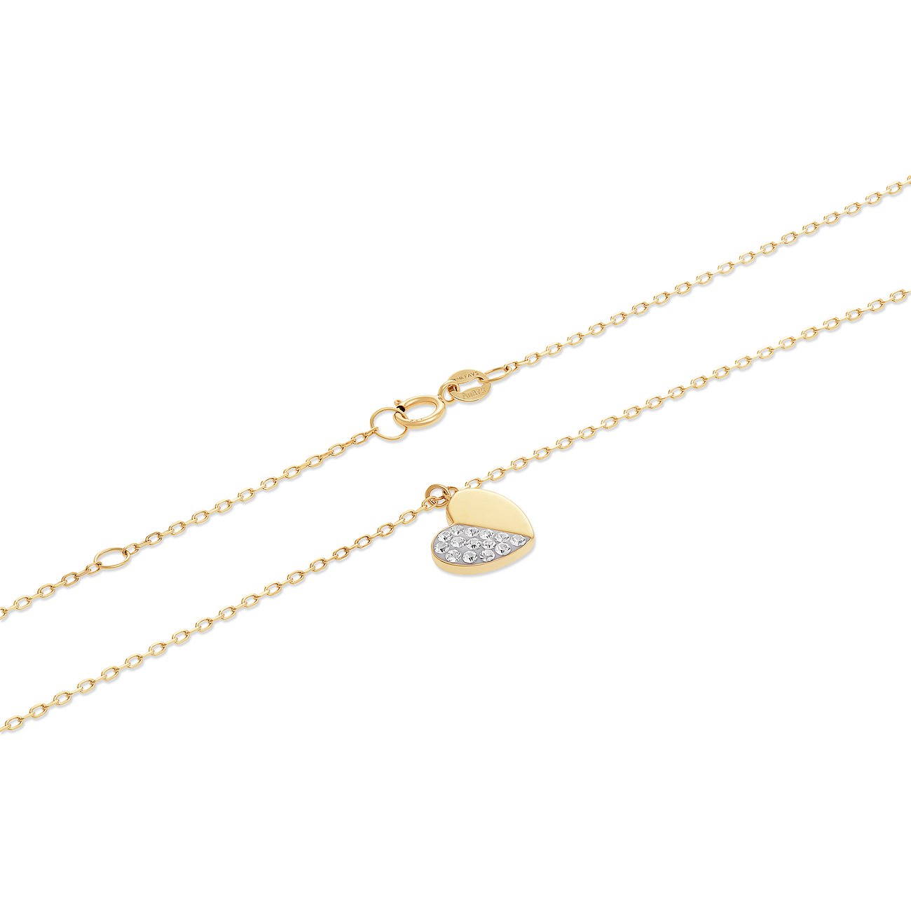 Collier FAVS en or jaune 375 avec pendentif cœur orné de cristaux.