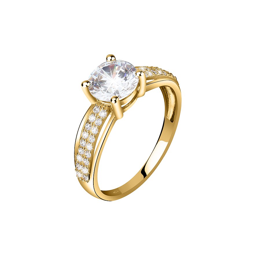 FAVS Damenring, Zirkonia, Damen, 375er Gelbgold, gold, Größe: 50