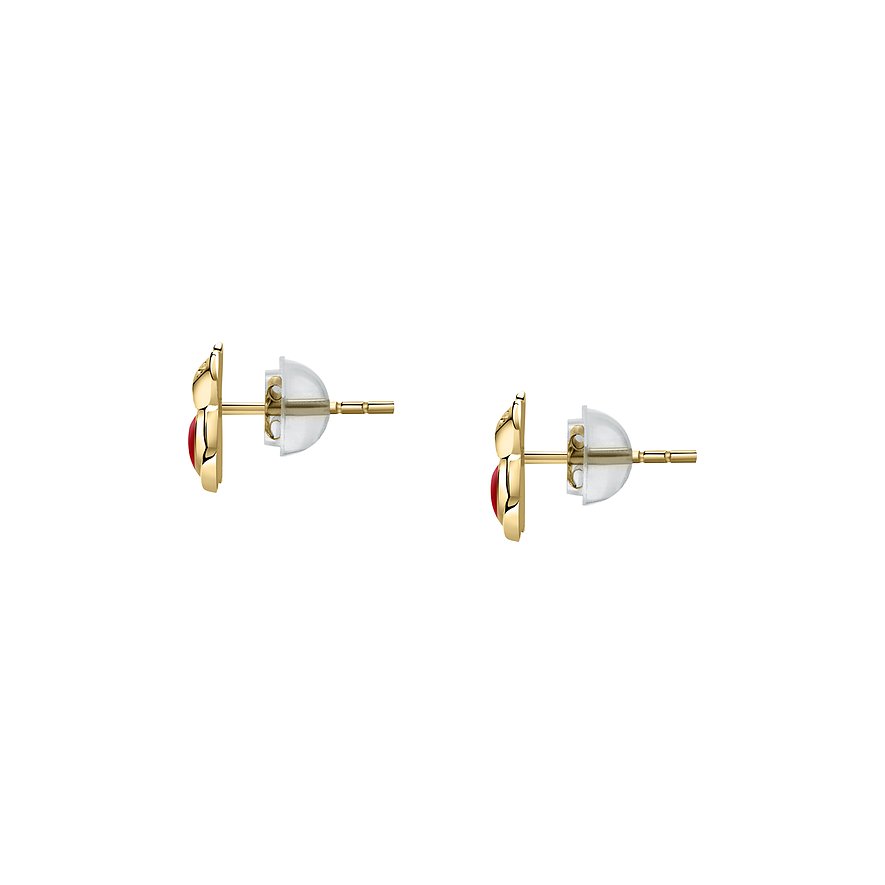 FAVS Little Friends Ohrstecker aus 375 Gelbgold mit rotem Stein.