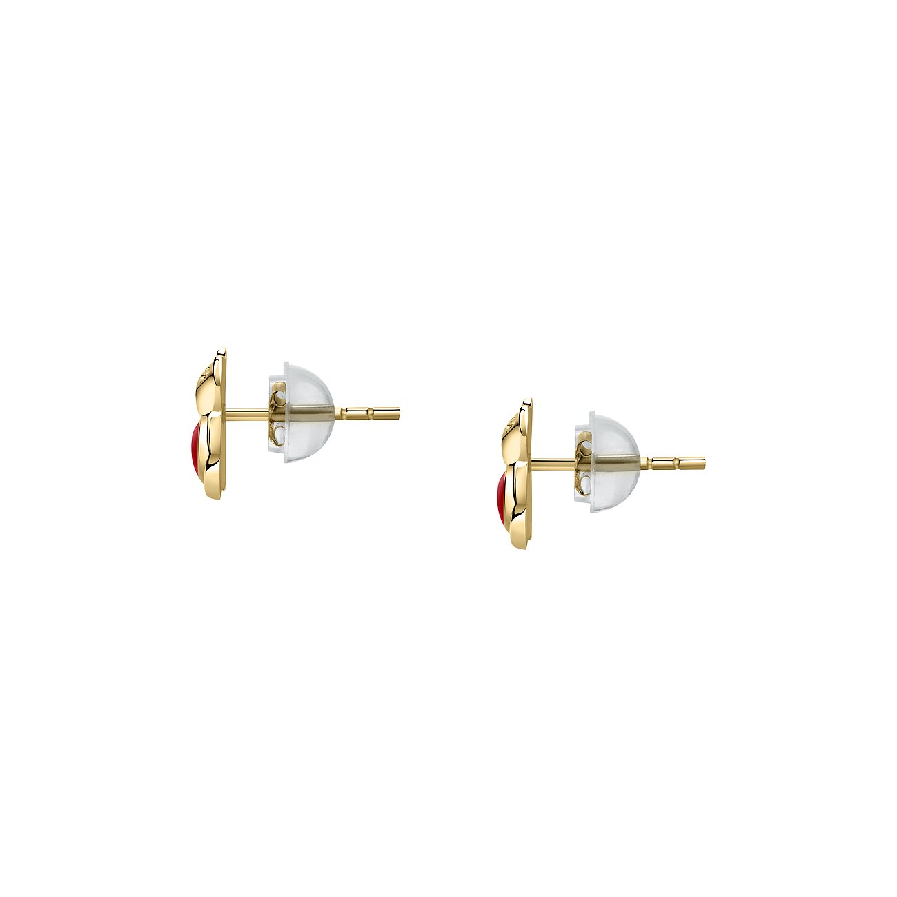 FAVS Little Friends Ohrstecker aus 375 Gelbgold mit rotem Stein.