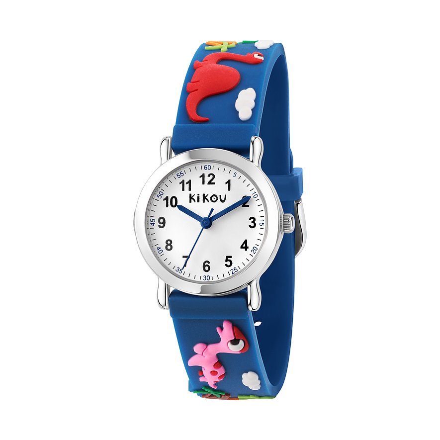 KIKOU Kinderuhr, Mädchen, Jungen, Edelstahl, Armband: Kunststoff, Quarz, analog