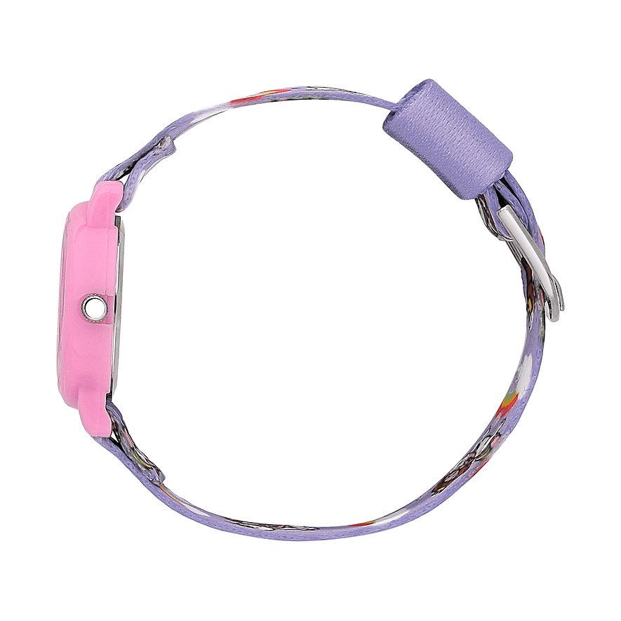 KIKOU Kinderuhr mit Kunststoffgehäuse und buntem Armband.