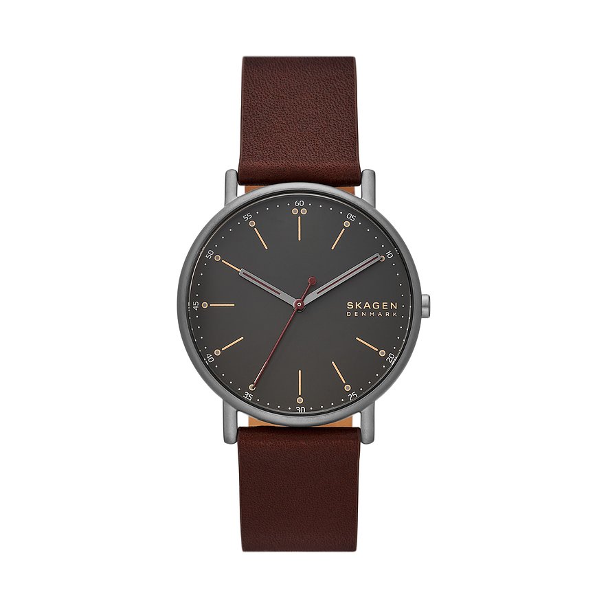 Skagen Herrenuhr SKW6860, Herren, Edelstahl, Armband: Leder, Quarz, analog