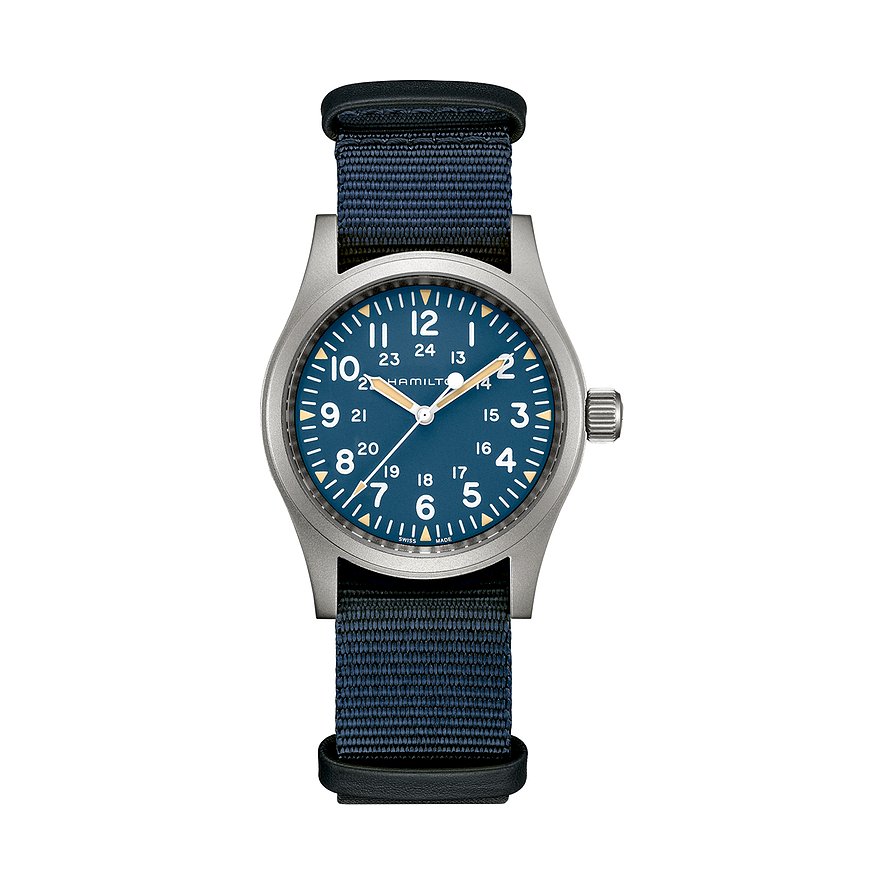 Hamilton Unisexuhr Khaki Field Mechanical H69439940, Unisex, Edelstahl, Armband: Textil, Handaufzug, analog