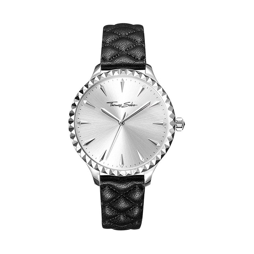 2. Chance - Thomas Sabo Damenuhr WA0320-203-201-38 mm, Damen, Edelstahl, Armband: Leder, Quarz, analog