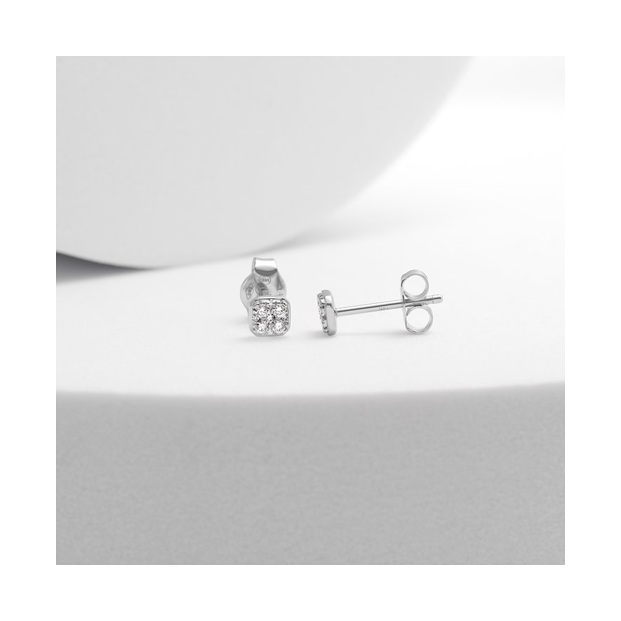 CHRIST Ohrstecker aus 585 Weißgold mit Diamanten im Karree-Design.