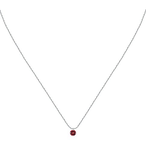 Live Diamond Halskette aus Silber mit rotem Stein.