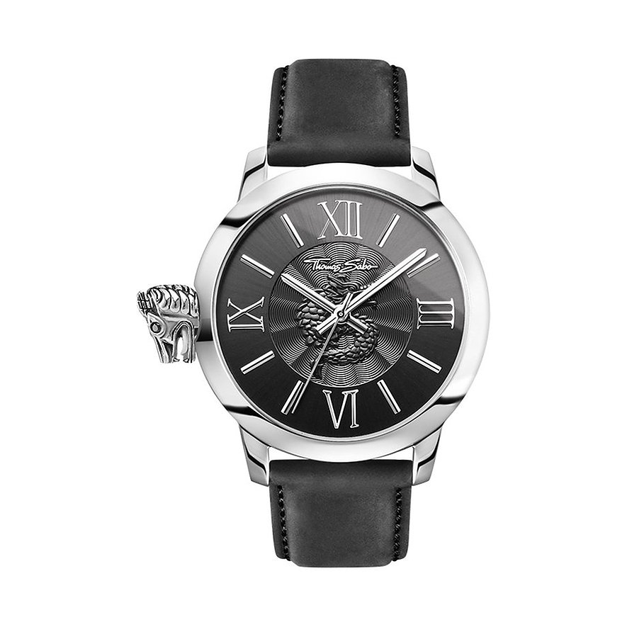 2. Chance - Thomas Sabo Herrenuhr WA0295-218-203-46 MM, Herren, Edelstahl, Armband: Leder, Quarz, analog