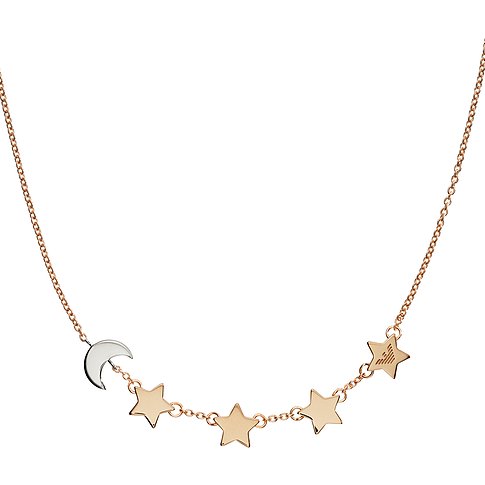 Emporio Armani Kette aus 925er Silber mit Mond- und Sternanhängern.