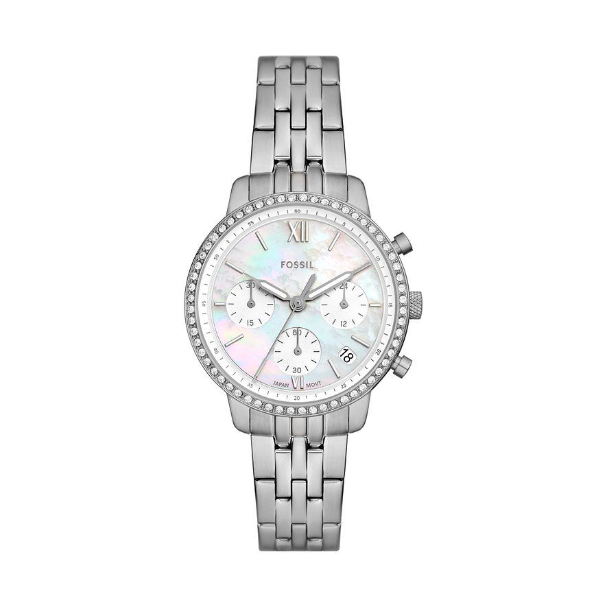 Fossil Chronograph NEUTRA ES5357, Damen, Edelstahl, Armband: Edelstahl, Quarz, analog