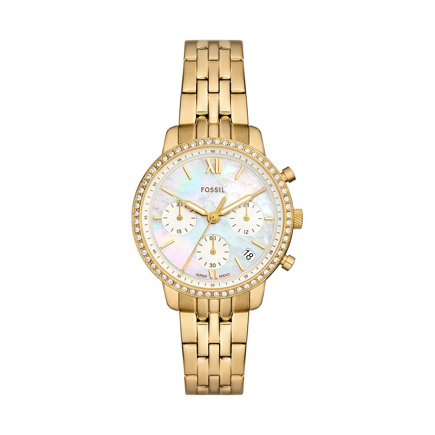 Fossil Chronograph NEUTRA ES5358, Damen, Edelstahl, Armband: Edelstahl, Quarz, analog