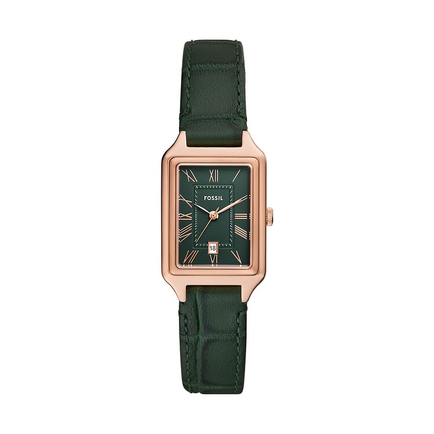 Fossil Damenuhr RAQUEL ES5366, Damen, Edelstahl, Armband: Leder, Quarz, analog