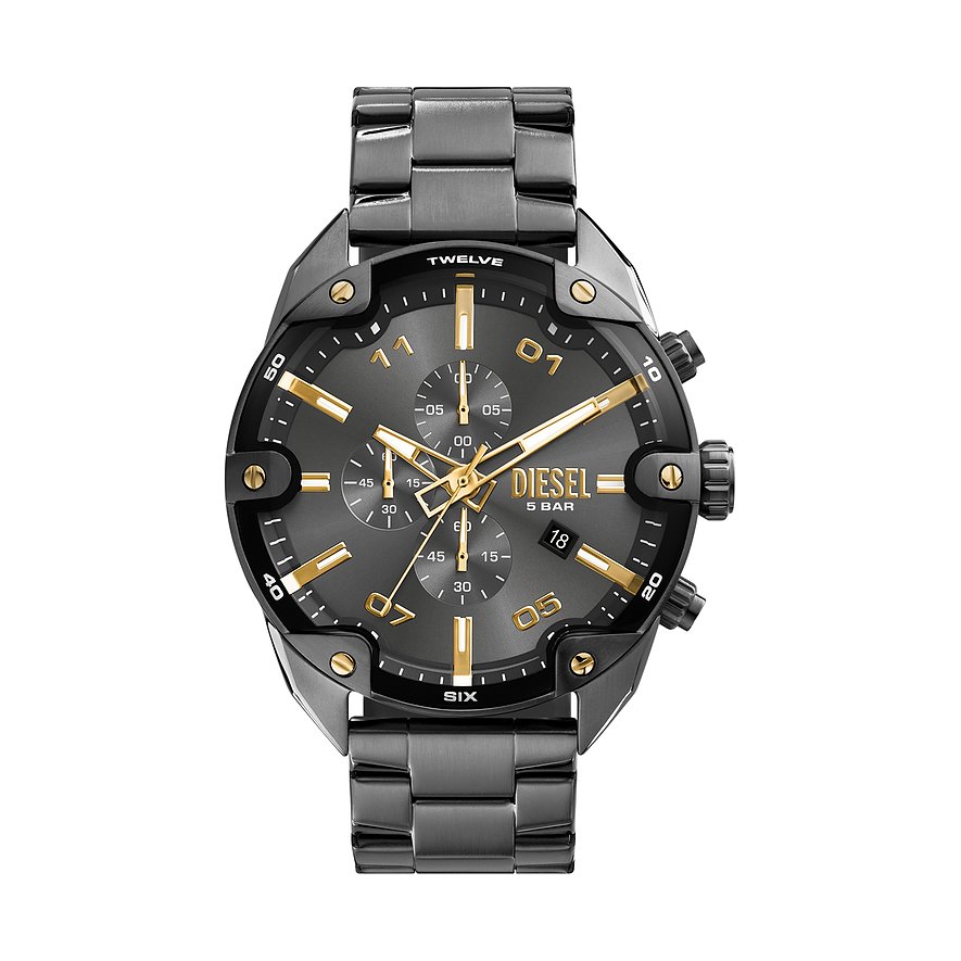 Diesel Chronograph SPIKED DZ4669, Herren, Edelstahl, Armband: Edelstahl, Quarz, analog