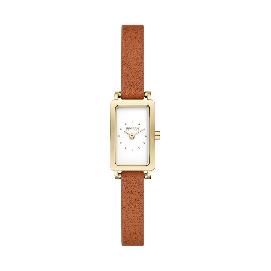 Skagen Damenuhr HAGEN MICRO SKW3149, Damen, Edelstahl, Armband: Leder, Quarz, analog