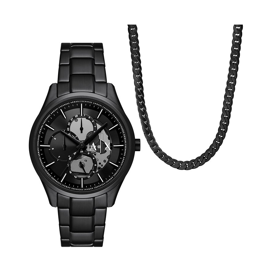 Armani Exchange Uhren-Set AX7160SET, Herren, Edelstahl, Armband: Edelstahl, Quarz, analog