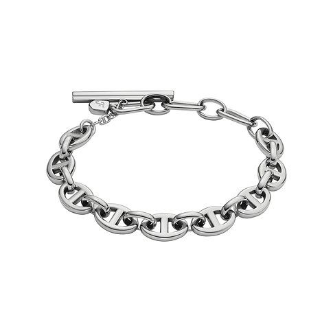 Fossil Armband aus Edelstahl mit Anker-Gliedern und T-Verschluss.