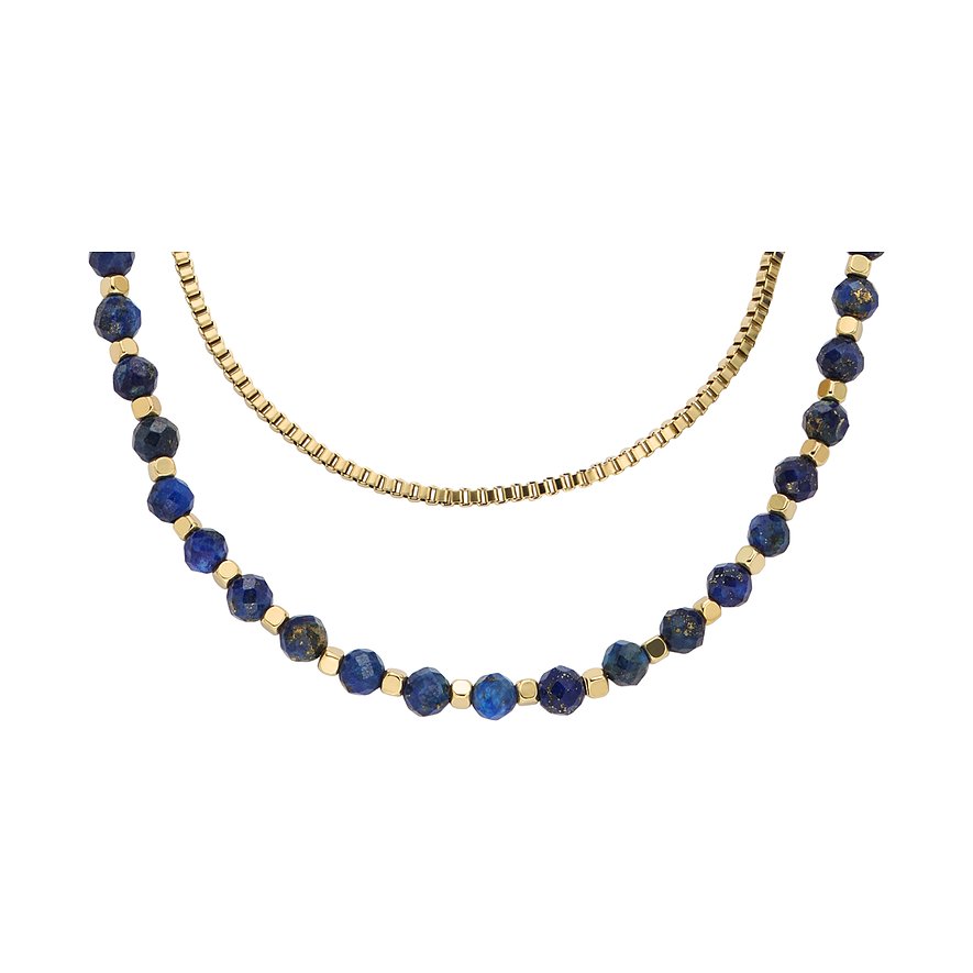 Fossil Kette JEWELRY, Lapislazuli, Damen, Edelstahl, gold