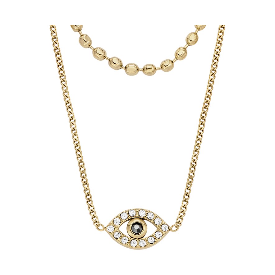 Fossil Kette SUTTON, Glasstein, Damen, Edelstahl, gold