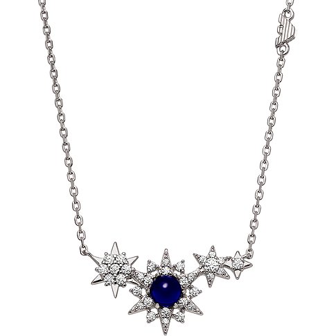 Emporio Armani Kette aus 925er Silber mit Glasstein und weißen Steinen.