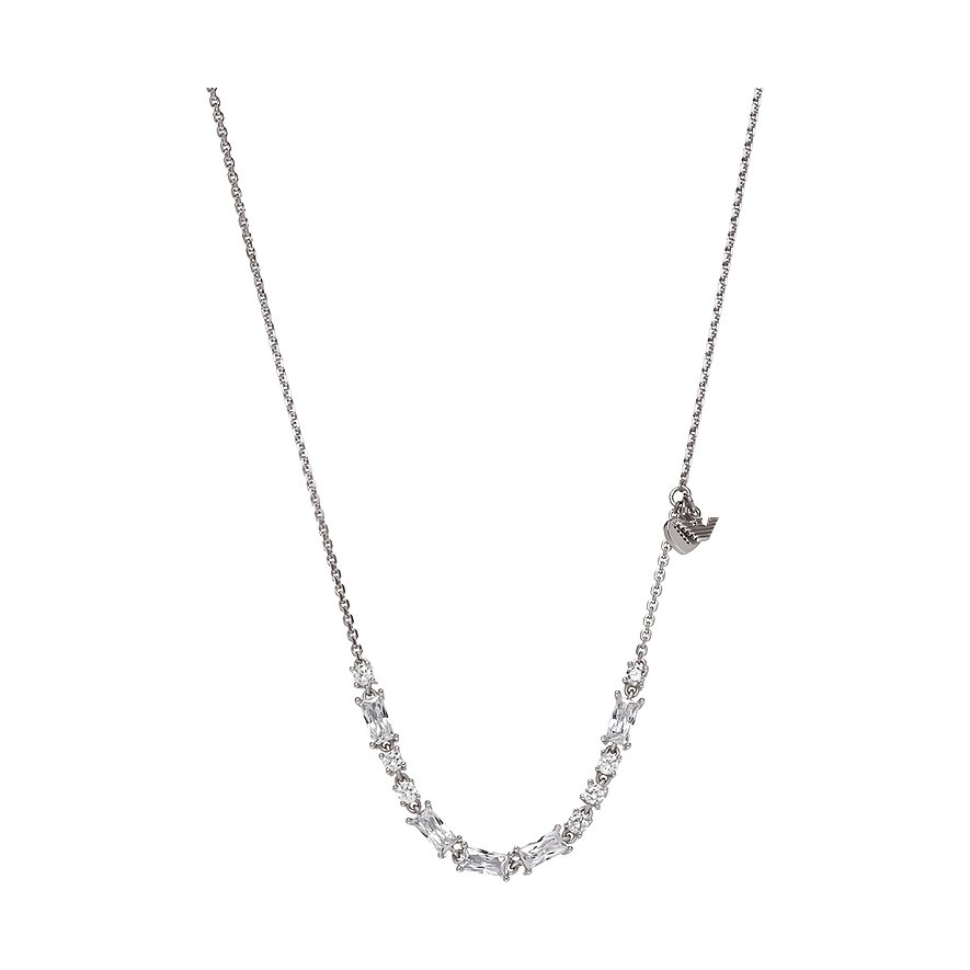 Emporio Armani Kette, Zirkonia, Damen, 925er Silber, silber