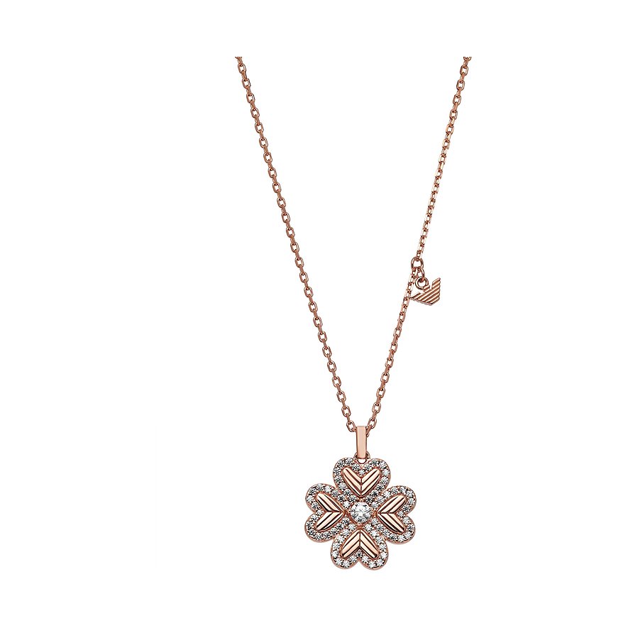 Emporio Armani Kette, Zirkonia, Damen, 925er Silber, roségold