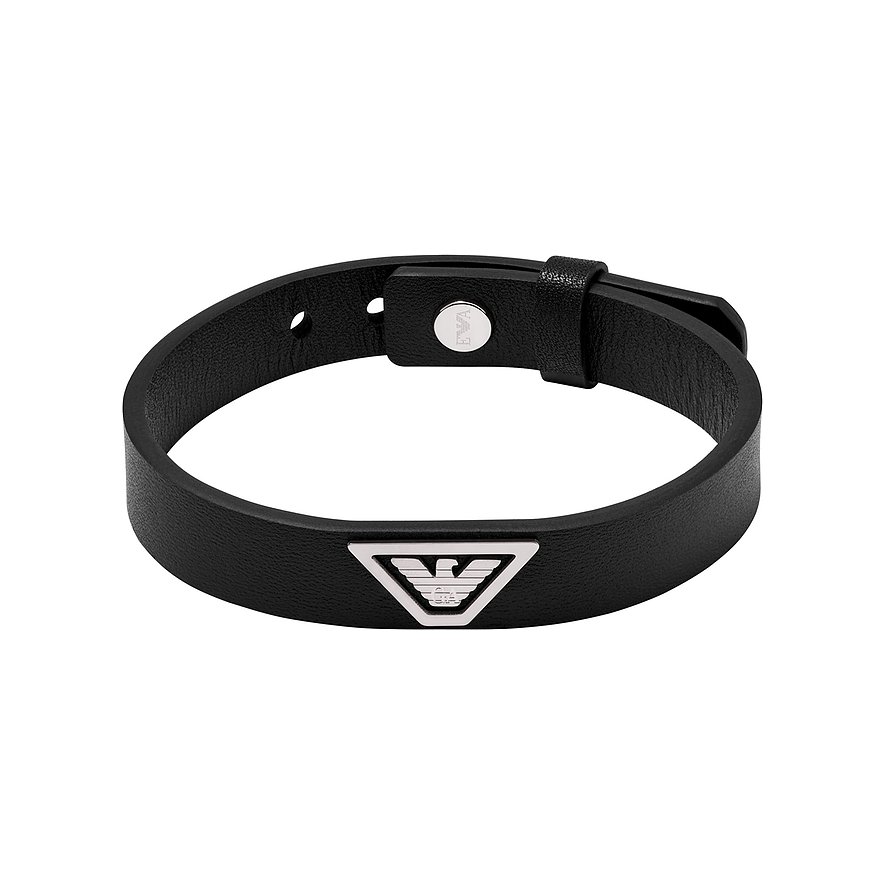 Emporio Armani Armband, Herren, Leder, Edelstahl, schwarz