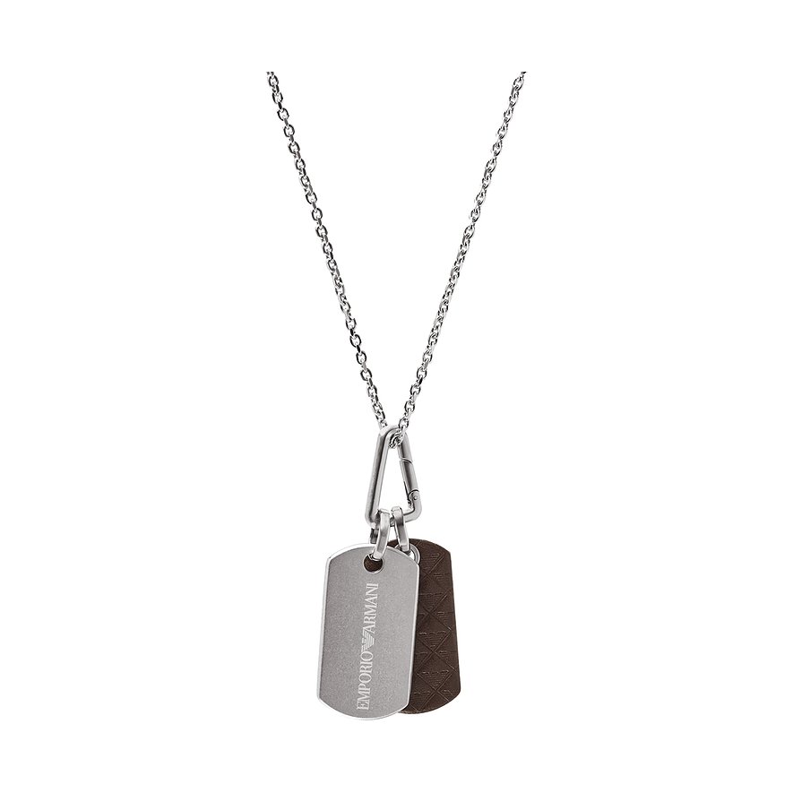 Emporio Armani Kette, Herren, Edelstahl, Leder, silber