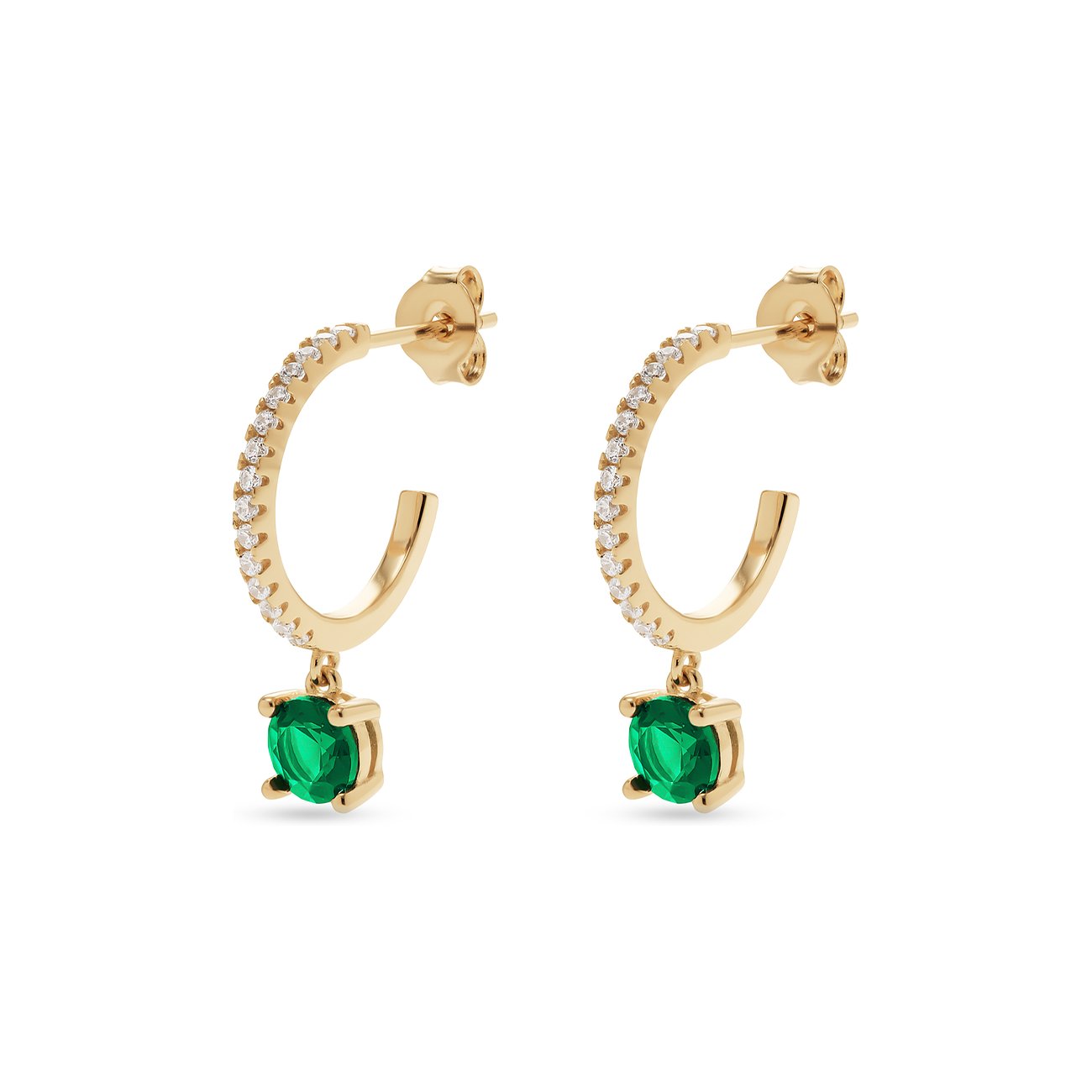 FAVS Ohrringe aus 925er Silber mit weißen Zirkonia und grünen Steinen.