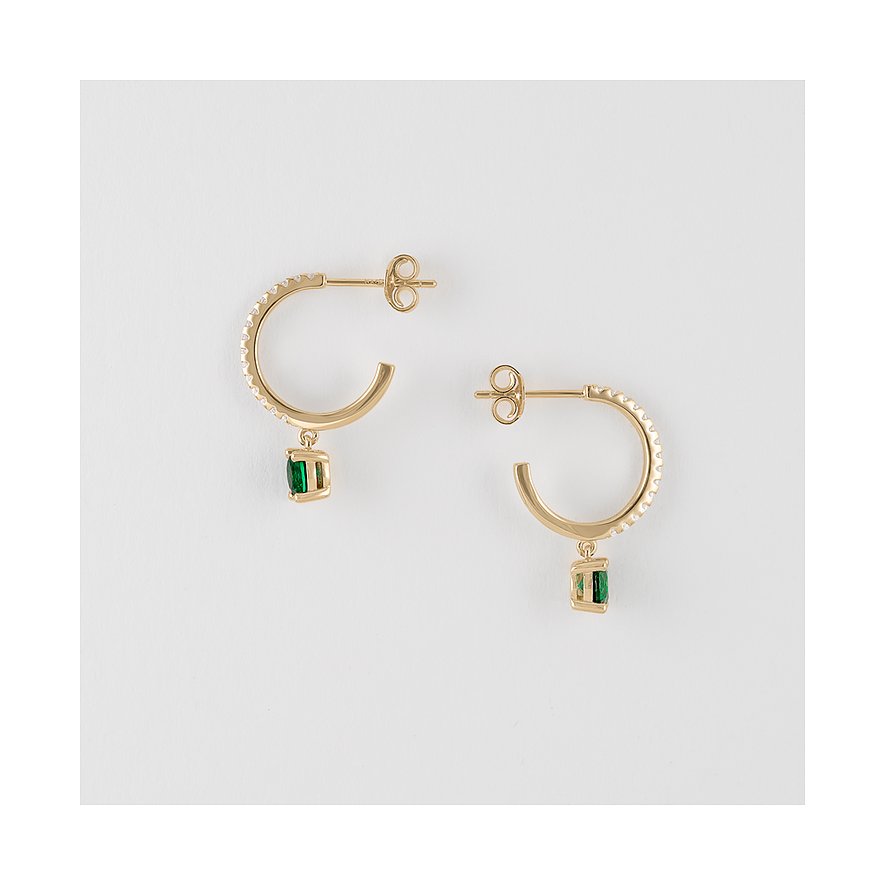 FAVS Ohrringe aus 925er Silber mit grünen Zirkonia und weißen Steinen.