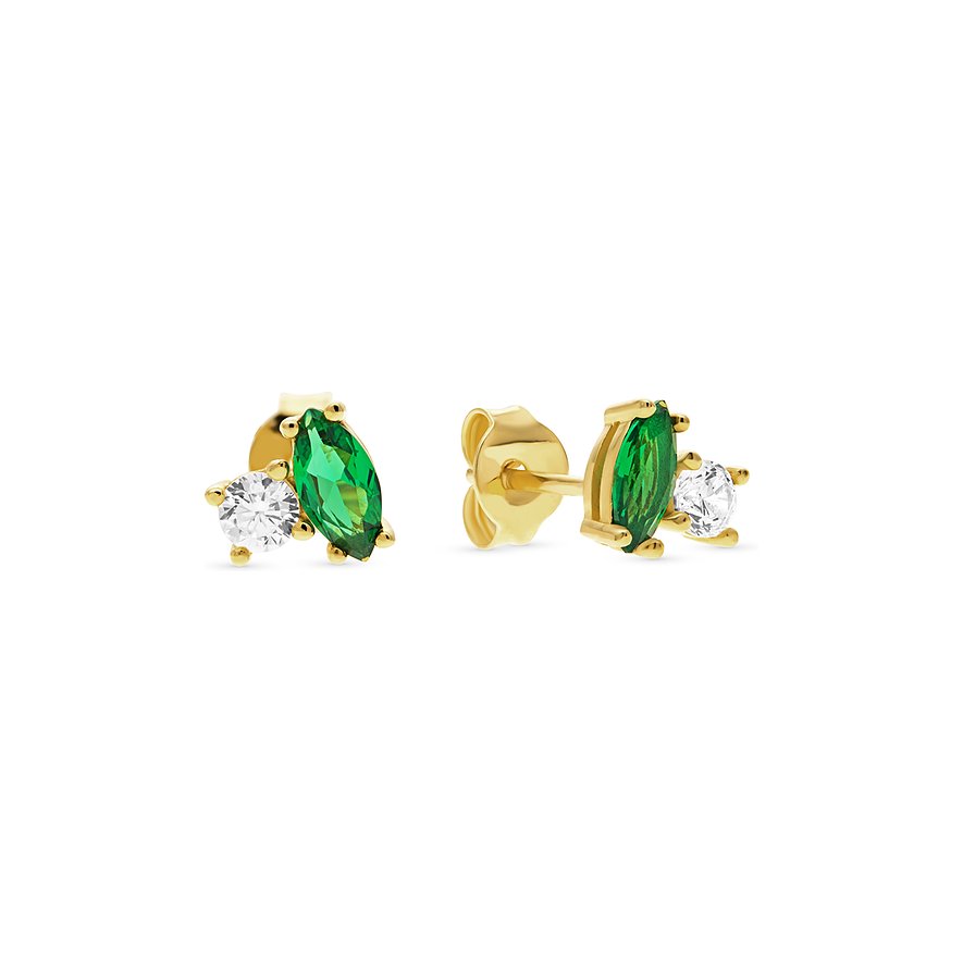 FAVS Ohrstecker, Zirkonia, Damen, 925er Silber, gelbgold