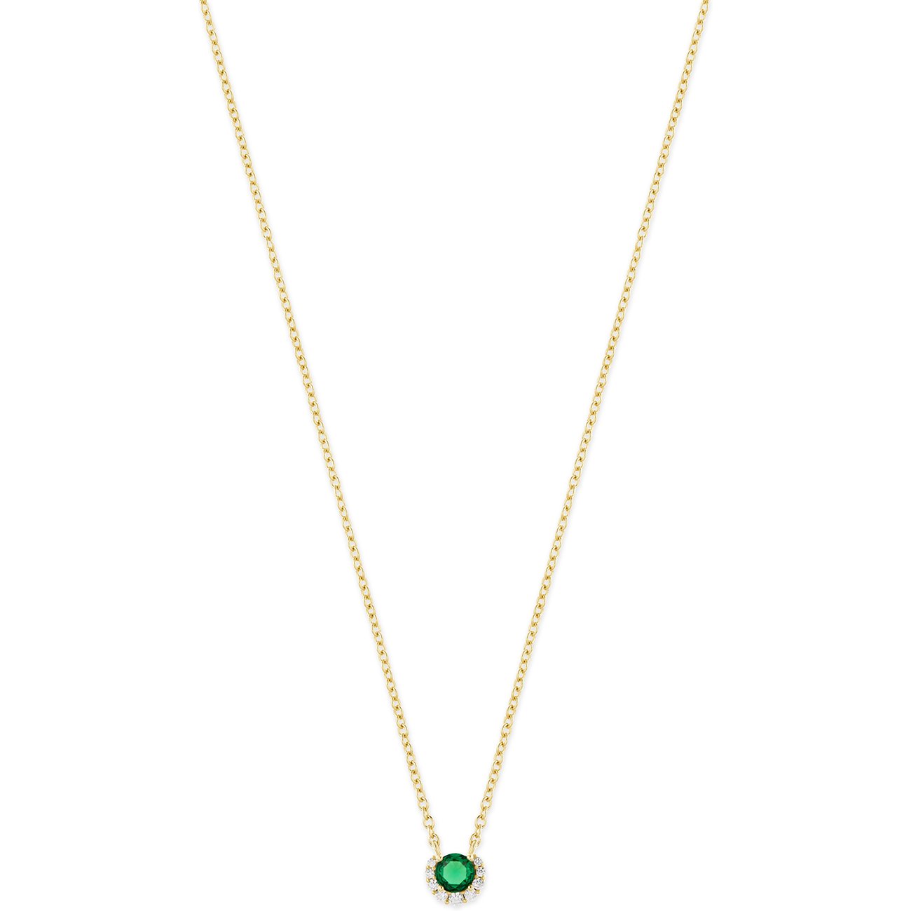 FAVS halsband i 925 silver med grön zirkon och vita stenar.