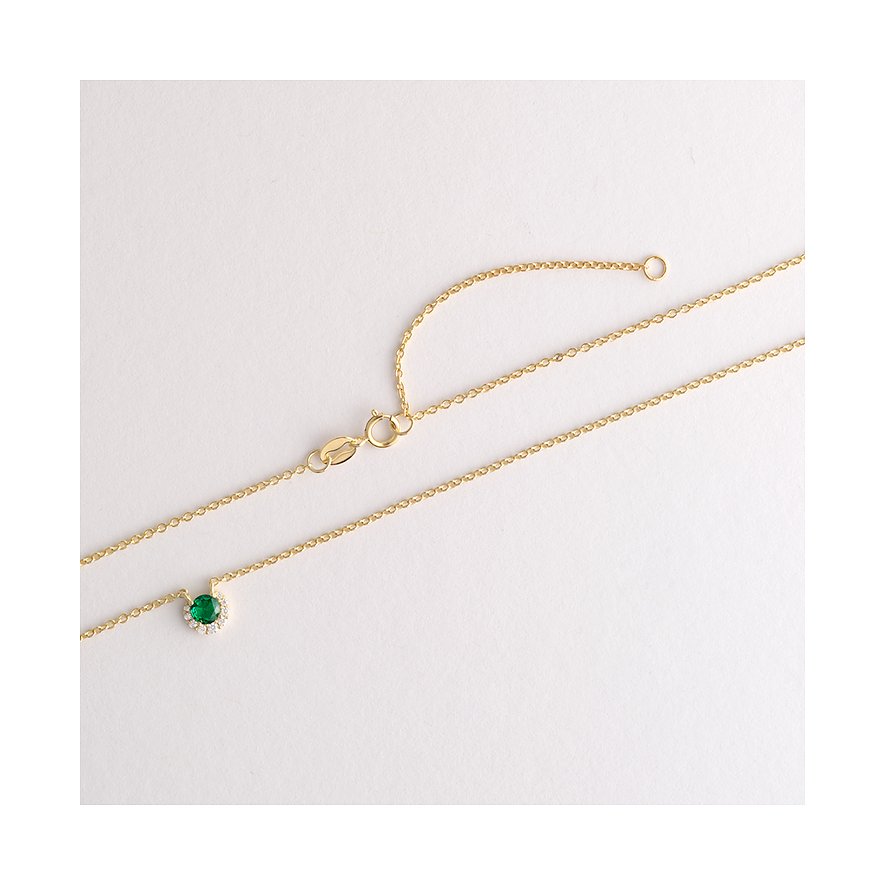 FAVS halsband i 925 silver med grön zirkon.