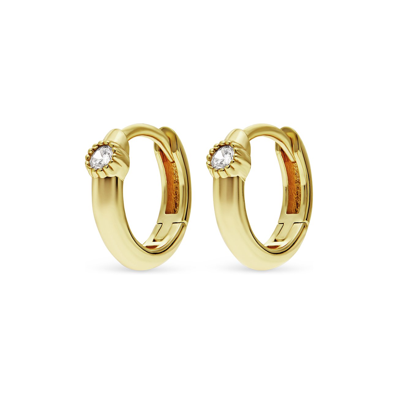 Orecchini a cerchio FAVS in argento 925 con zirconi bianchi.