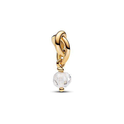 Pandora Anhängeschmuck aus Metall mit Zirkonia, goldfarben, mit Kettengliedern.
