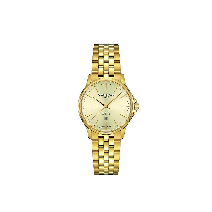 Certina Damenuhr DS-8 Lady C0450103336100, Damen, Edelstahl, Armband: Edelstahl, PVD beschichtet, Quarz, analog