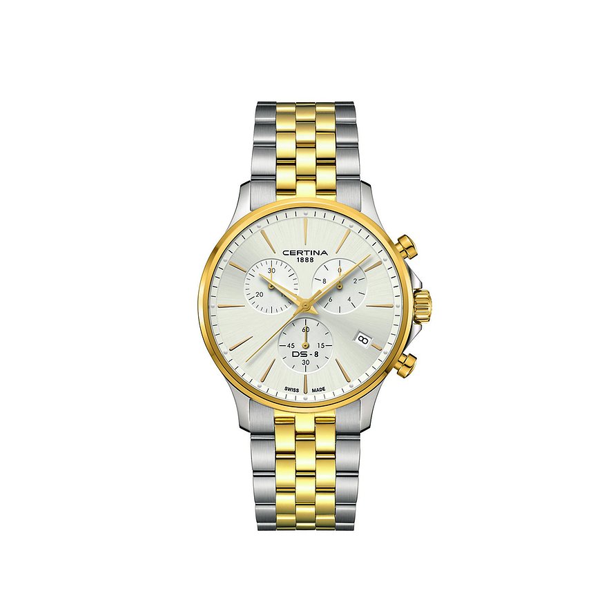 Certina Chronograph DS-8 Chronograph C0454172203100, Herren, Edelstahl, Armband: Edelstahl, PVD beschichtet, Quarz, analog
