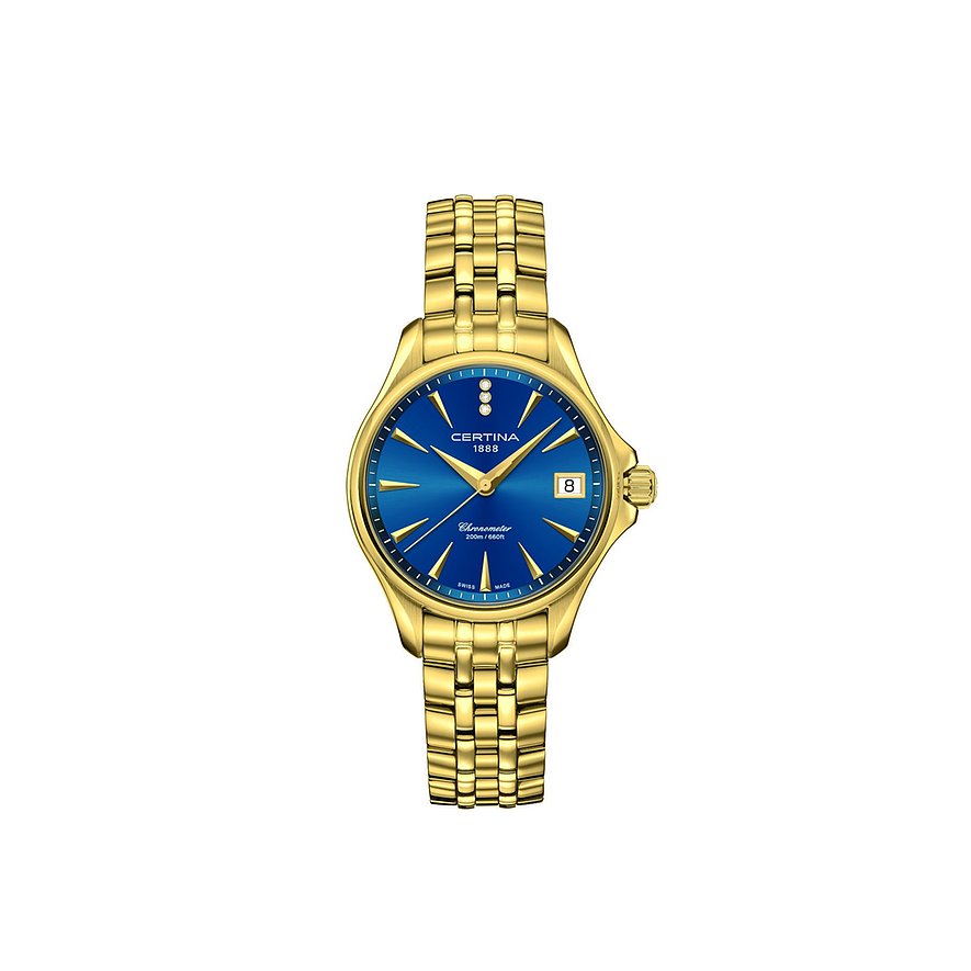Certina Damenuhr DS Action Lady Diamonds C0320513304600, Damen, Edelstahl, Armband: Edelstahl, PVD beschichtet, Quarz, analog