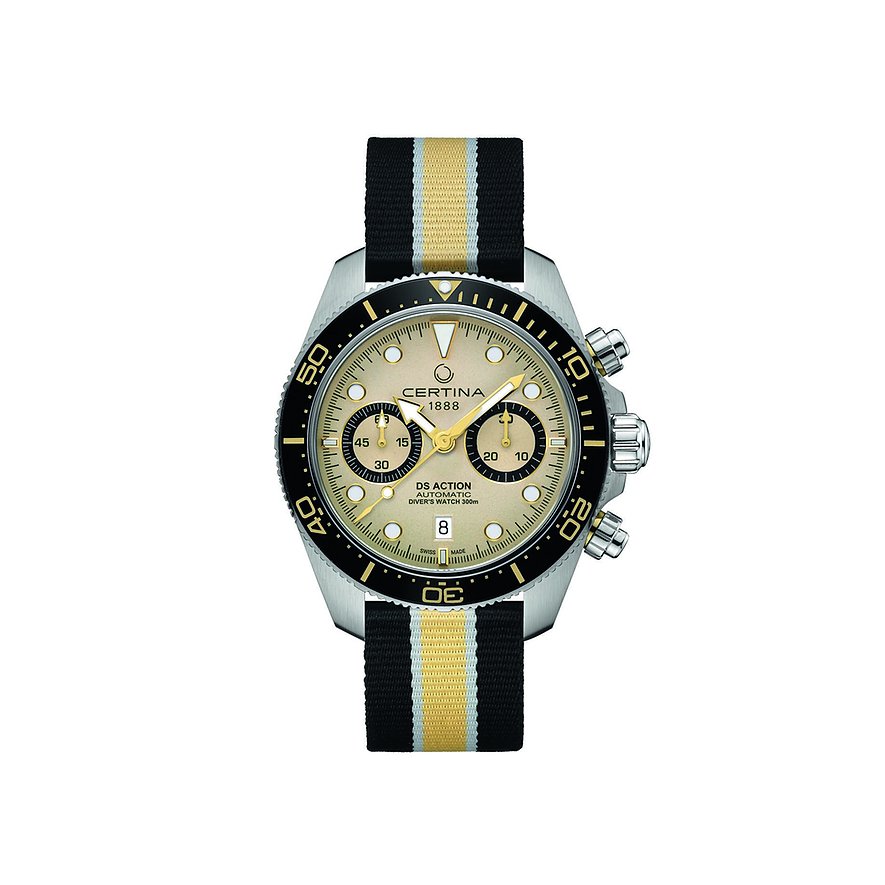 Certina Chronograph DS Action Diver Chronograph C0328271827100, Herren, Edelstahl, Armband: Textil, Automatik, analog