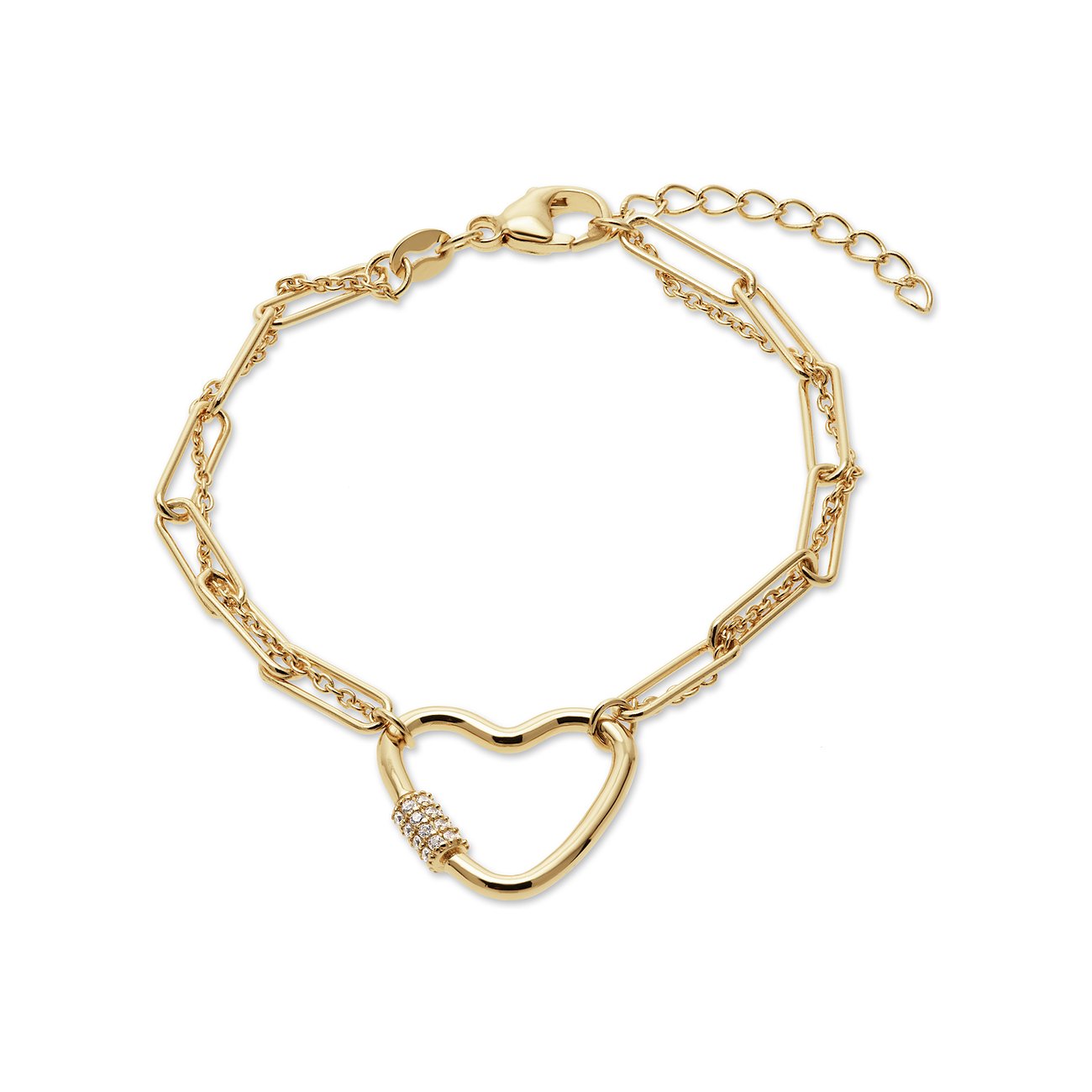 Bracelet CHRIST en argent 925 recyclé avec zircon en forme de cœur, sur fond blanc.