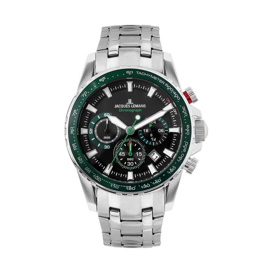 Jacques Lemans Chronograph Liverpool 1-2099F, Herren, Edelstahl, Armband: Edelstahl, Quarz, analog