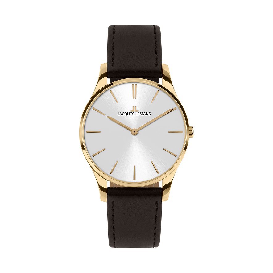 Jacques Lemans Damenuhr London 1-2123F, Damen, Edelstahl, Armband: Leder, Quarz, analog